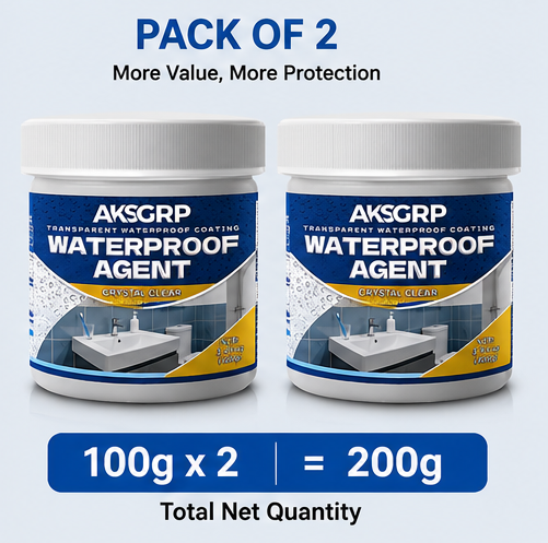 Transparent Waterproof Agent (Pack of 2) | Crystal Clear Waterproof Coating for Wall, Roof, Tile & Crack Sealing
