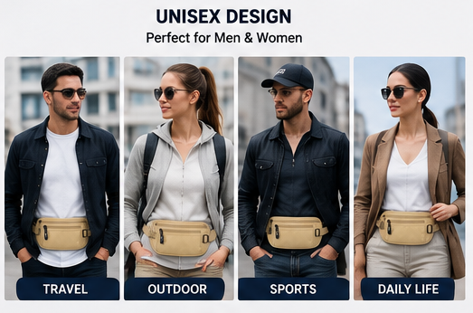 Anti Theft Passport Wallet for Men & Women | Hidden Waist Pouch Travel Security Bag