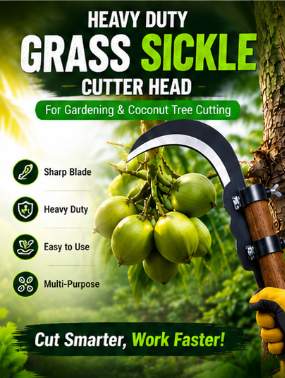 Heavy Duty Grass Sickle Cutter Head for Gardening & Coconut Tree Cutting