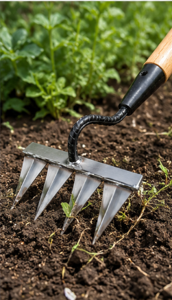 Heavy Duty Carbon Steel Garden Weeding Tool with 5 Teeth