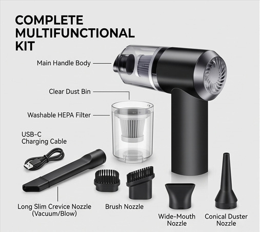 Multifunctional Air Duster Cleaner – Portable USB Rechargeable Cleaning Blower