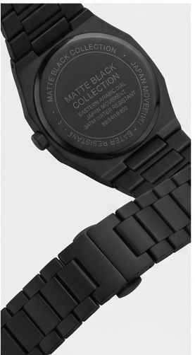 Matte Black Analog Wristwatch with Eastern Arabic Dial