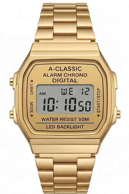 Classic Digital Unisex Watch – Stainless Steel Strap with LED Display