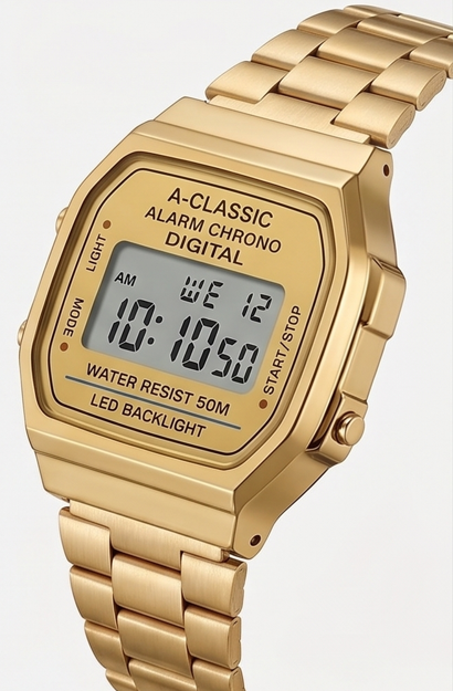 Classic Digital Unisex Watch – Stainless Steel Strap with LED Display