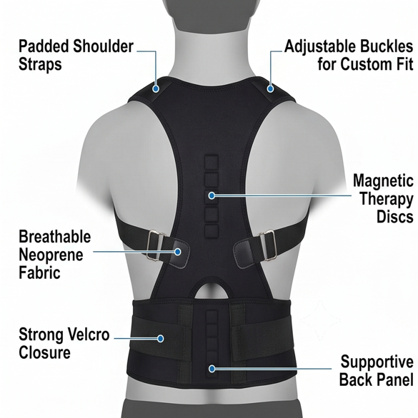Adjustable Posture Corrector Belt for Men & Women – Comfortable Back Support