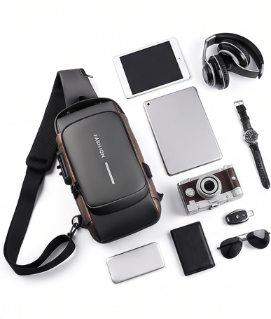 Anti-Theft Crossbody Sling Bag with USB Charging Port – Waterproof Shoulder Bag for Men & Women