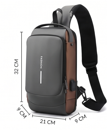 Anti-Theft Crossbody Sling Bag with USB Charging Port – Waterproof Shoulder Bag for Men & Women