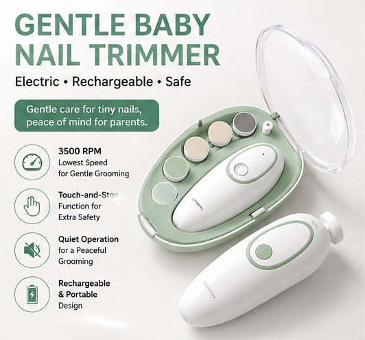 Gentle Baby Nail Trimmer Electric Rechargeable – Safe & Quiet Nail Care for Babies