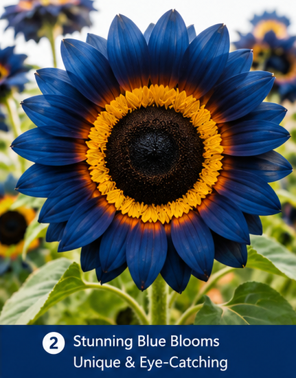 Blue Flame Sunflower Seeds – Beautiful Blue Sunflower Flower Seeds with 100g Organic Potting Mix
