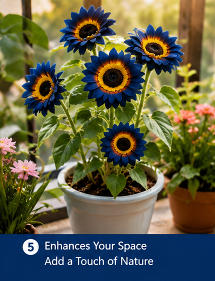 Blue Flame Sunflower Seeds – Beautiful Blue Sunflower Flower Seeds with 100g Organic Potting Mix