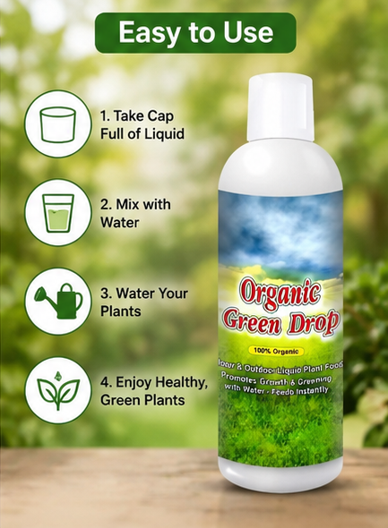 Organic GreenDrop Plant Food Liquid Fertilizer – Plant Growth & Greening | Pack of 1