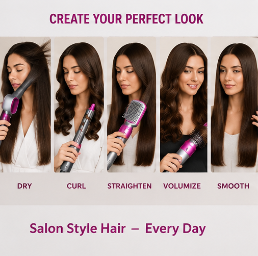 5-in-1 Hot Air Styler – Hair Dryer, Curler, Straightener & Volumizer