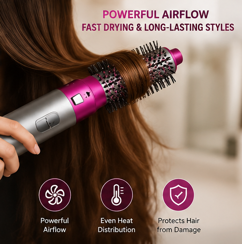 5-in-1 Hot Air Styler – Hair Dryer, Curler, Straightener & Volumizer