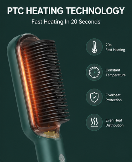 Fast Hair Straightening Comb – Electric Hot Brush for Smooth & Frizz-Free Hair Styling