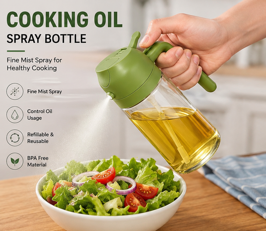 Cooking Oil Spray Bottle for Air Fryer – Fine Mist Oil Sprayer with Press Pump & Refillable Glass Bottle