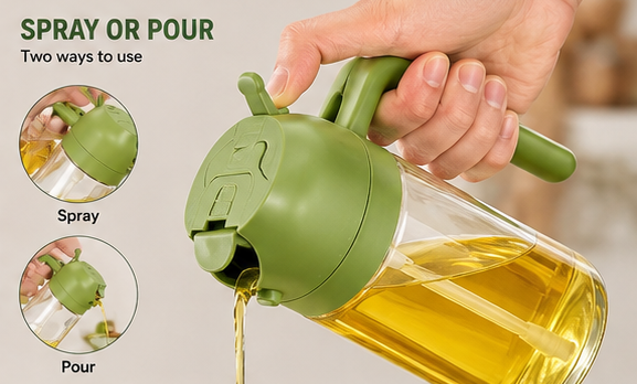 Cooking Oil Spray Bottle for Air Fryer – Fine Mist Oil Sprayer with Press Pump & Refillable Glass Bottle