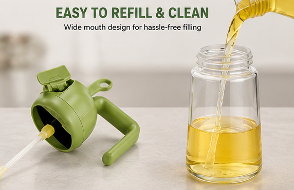 Cooking Oil Spray Bottle for Air Fryer – Fine Mist Oil Sprayer with Press Pump & Refillable Glass Bottle