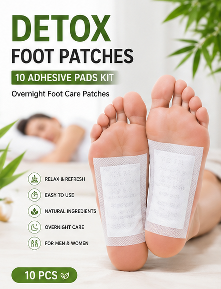 Detox Foot Patches – 10 Adhesive Pads Kit | Overnight Foot Care Patches
