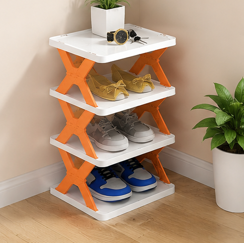 4 Layer Shoes Stand – Multifunctional Entryway Foldable & Collapsible Door Shoe Rack