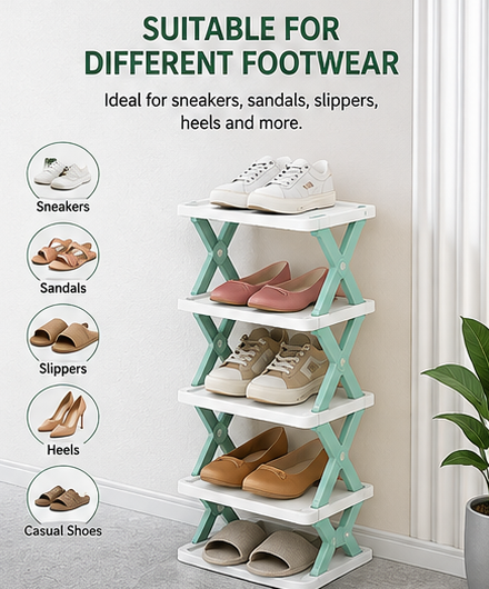Adjustable Shoe Stand Organizer Stackable Storage Bedroom Entryway Slots Shelf Footwear Rack