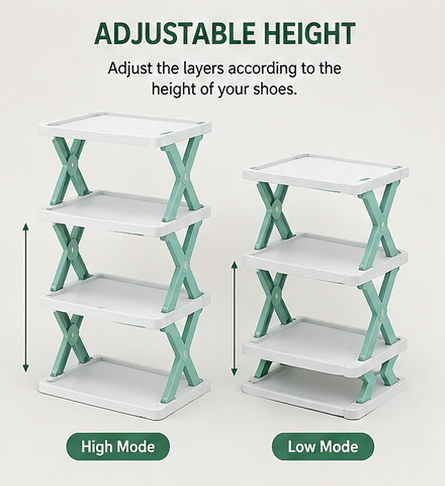 Adjustable Shoe Stand Organizer Stackable Storage Bedroom Entryway Slots Shelf Footwear Rack