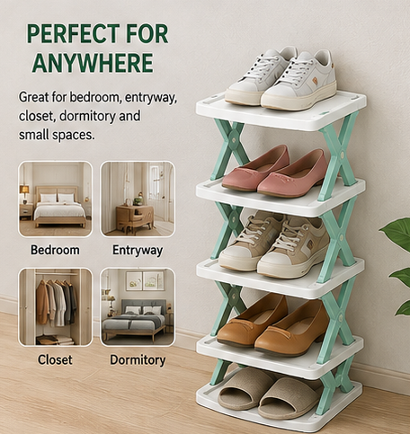 Adjustable Shoe Stand Organizer Stackable Storage Bedroom Entryway Slots Shelf Footwear Rack