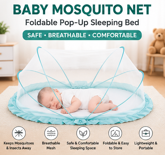 Baby Mosquito Net for Bed | Foldable Pop-Up Sleeping Bed with Breathable Mesh | 0–24 Months