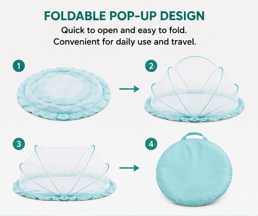 Baby Mosquito Net for Bed | Foldable Pop-Up Sleeping Bed with Breathable Mesh | 0–24 Months