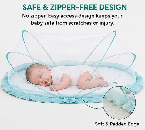 Baby Mosquito Net for Bed | Foldable Pop-Up Sleeping Bed with Breathable Mesh | 0–24 Months