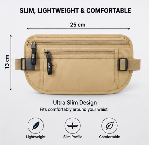 Anti Theft Passport Wallet for Men & Women | Hidden Waist Pouch Travel Security Bag