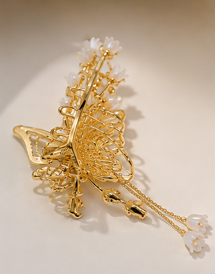 Luxury Butterfly Pearl Hair Claw Clip for Women & Girls | Korean-Inspired Rhinestone Hair Clutcher