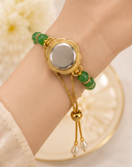 Boho Green Beaded Bracelet Watch
