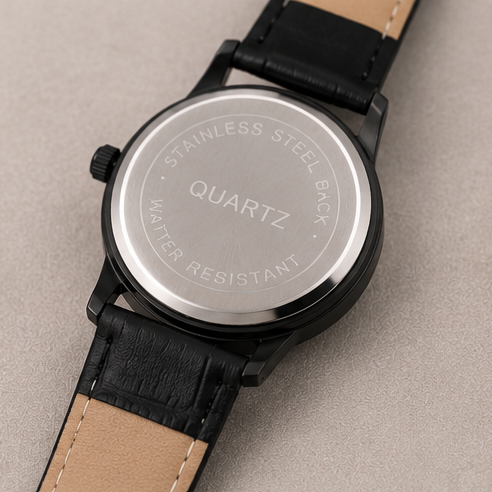 Men's Classic Black Analog Leather Watch