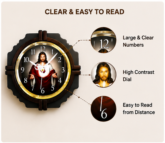 Decorative Jesus Wall Clock for Home & Office