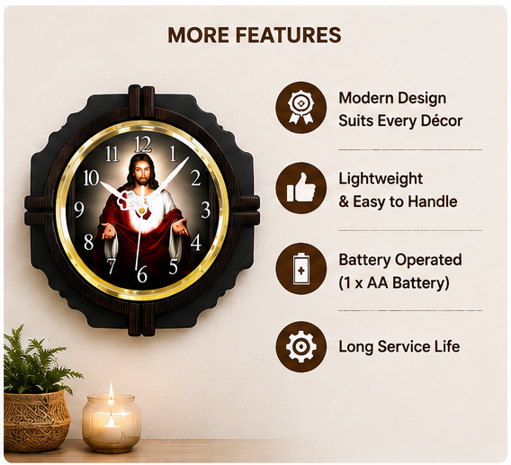Decorative Jesus Wall Clock for Home & Office