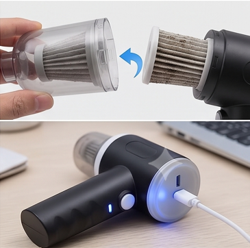 3-in-1 Portable Vacuum Cleaner, Air Blower & Mini Dust Buster (USB Rechargeable)