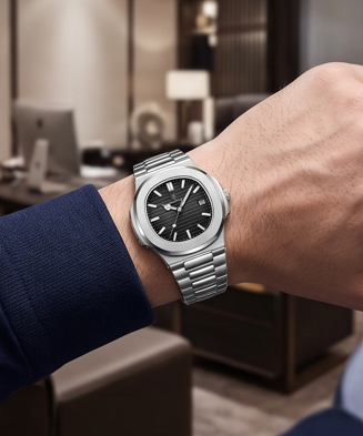 Luxury Stainless Steel Analog Wristwatch – Elegant Minimalist Design (1 Piece)