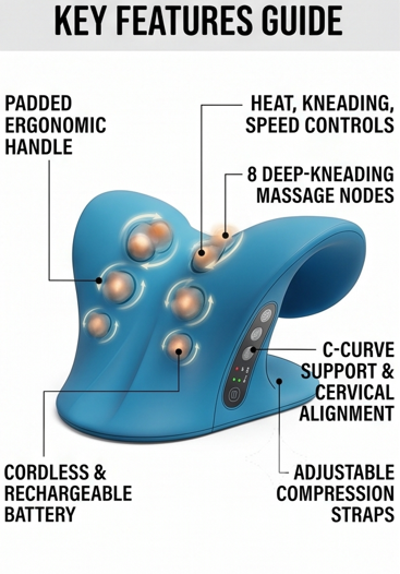 Electric Neck & Shoulder Massager – Deep Kneading Massage Pillow (1 Piece)