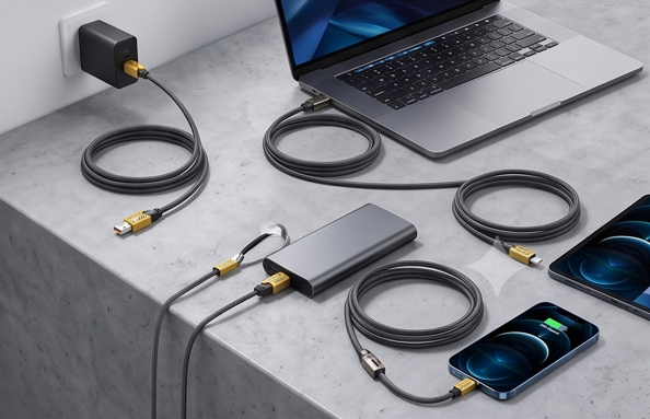 65W 4-in-1 Fast Charging Cable – USB-A to USB-C, Lightning & Type-C Data Cable