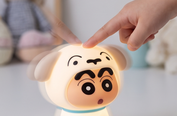 Crayon Shin-Chan Shiro LED Night Light – Soft Silicone Touch Lamp for Bedroom & Kids Room