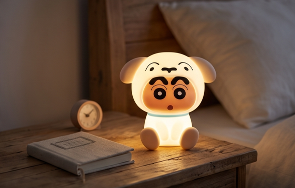 Crayon Shin-Chan Shiro LED Night Light – Soft Silicone Touch Lamp for Bedroom & Kids Room