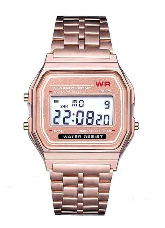 Retro Digital Unisex Watch – Stainless Steel Strap with LED Display (1 Piece)