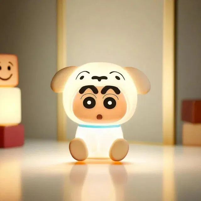 Crayon Shin-Chan Shiro LED Night Light – Soft Silicone Touch Lamp for Bedroom & Kids Room